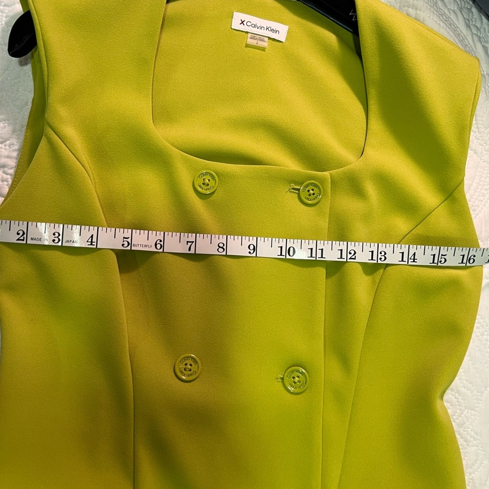 Calvin Klein Lime Green Sleeveless Double-Breasted Dress